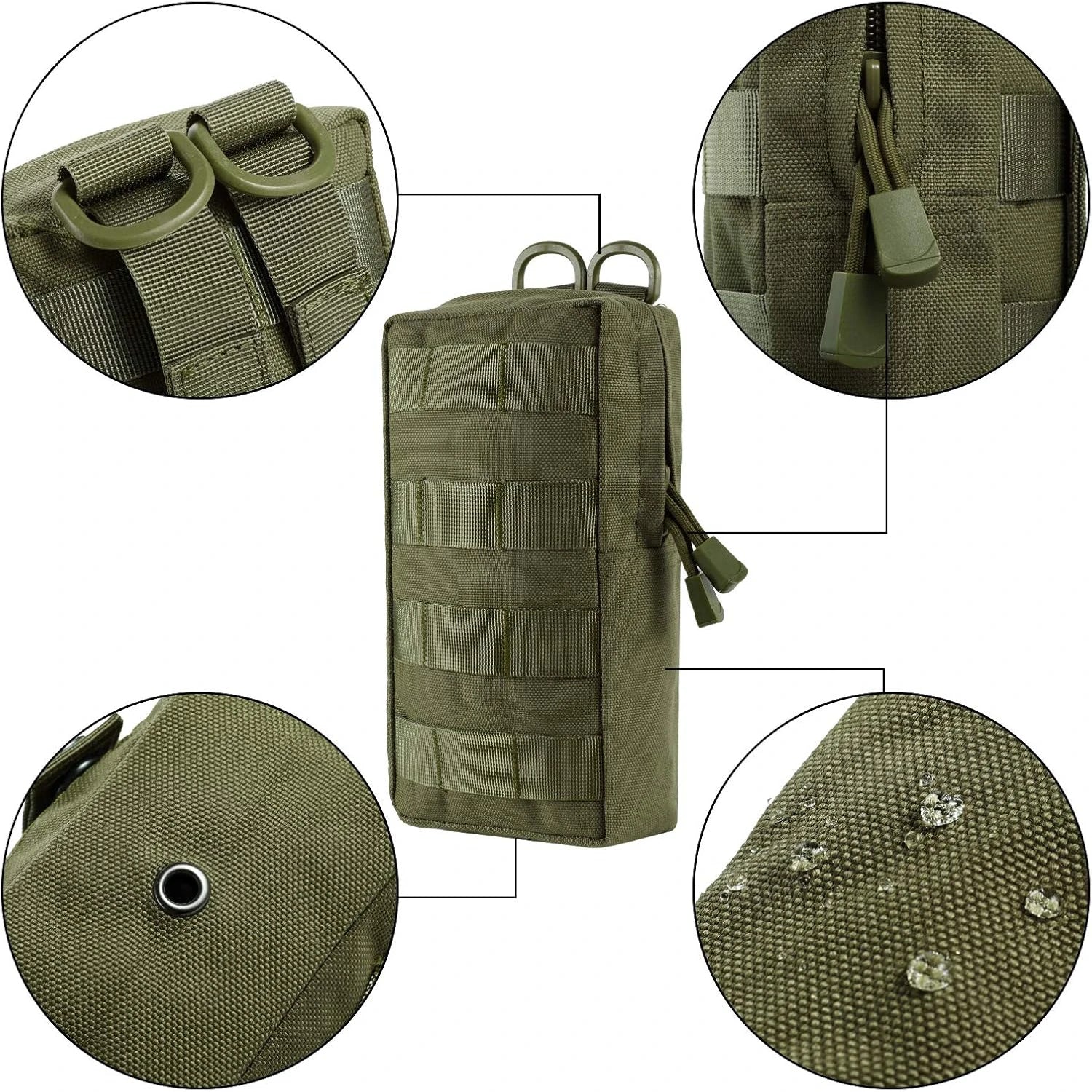 2 Pack Molle Pouches Tactical Compact Water-Resistant EDC Waist Bag Hunting Small Utility Pouch With Grimlock D-ring Buckle