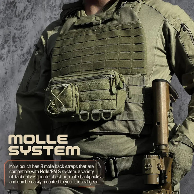 Tactical Molle Storage Bag Outdoor Sports Mobile Phone Pouch Men Belt Fanny Pack Belt Zipper Utility Waist Bag EDC Tool Pouch