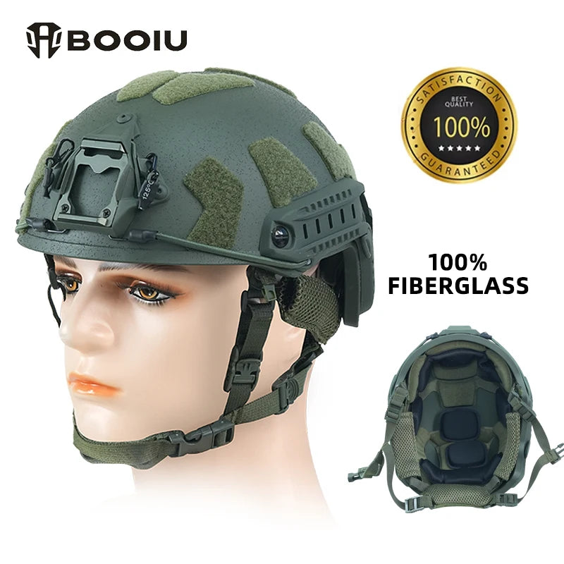 BOOIU Fast Tactical Helmet Fiberglass SF High Cut Outdoor Protective Safety Helmet Wendy's Suspension Pad Helmet