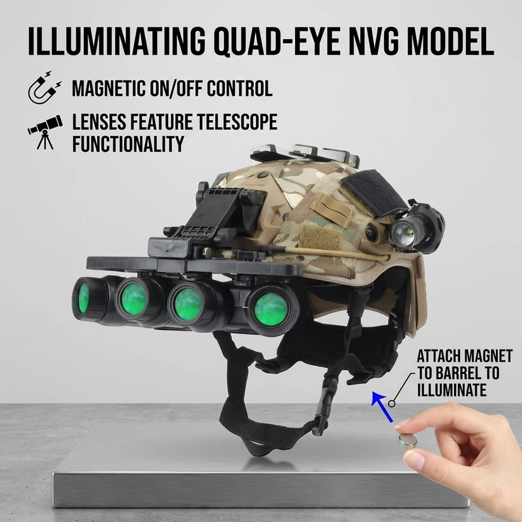 Kids Tactical Helmet Set with Light Up NVG Model Flashlight Signal Light for Outdoor Special Forces Cosplay Airsoft CS Game