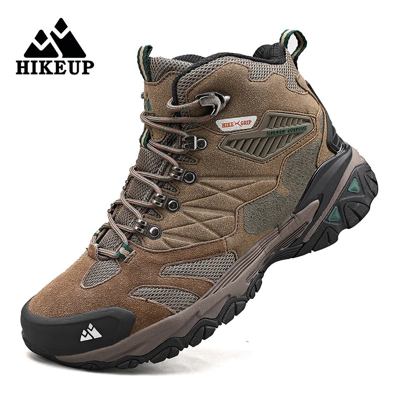 HIKEUP Brand Professional Outdoor Hiking Boot Genuine Leather Trekking Mountain Sneakers Camping Men Shoes Tactical Hunting Boot