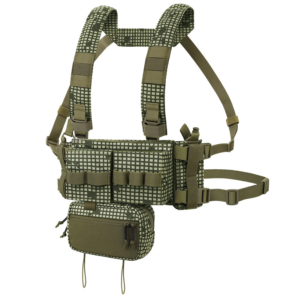 KRYDEX Tactical Micro MK3 MK4 Chest Rig Lightweight Vest with 5.56 7.62mm Mag Pouch Dangler Drop Pouch Paintball Outdoor Vest