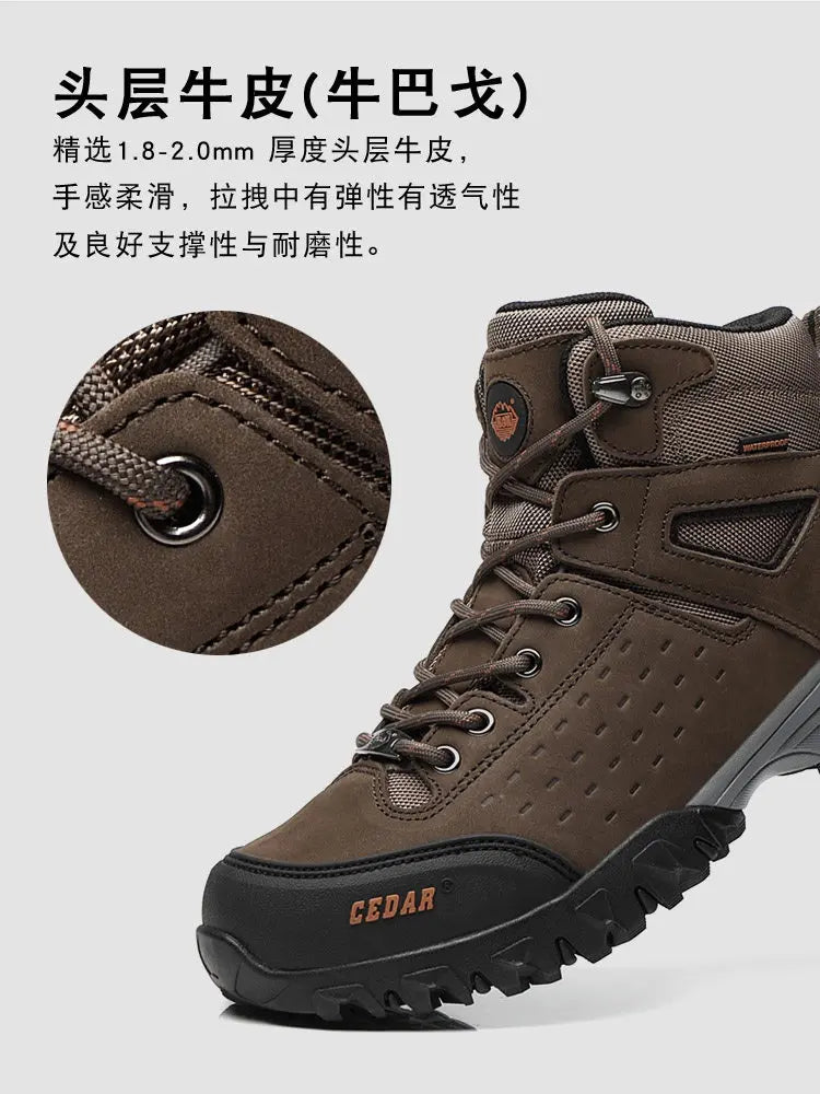 RAN Cowhide Hiking shoes men walking boots waterproof outdoor sneakers hunting boots ankle sneakers casual women trekking shoes