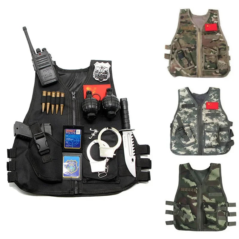 Outdoor Children Vest Tactical Boy Girl Camouflage CS Game Vest Kids Hunting Cosplay Fishing CS Fans Clothing