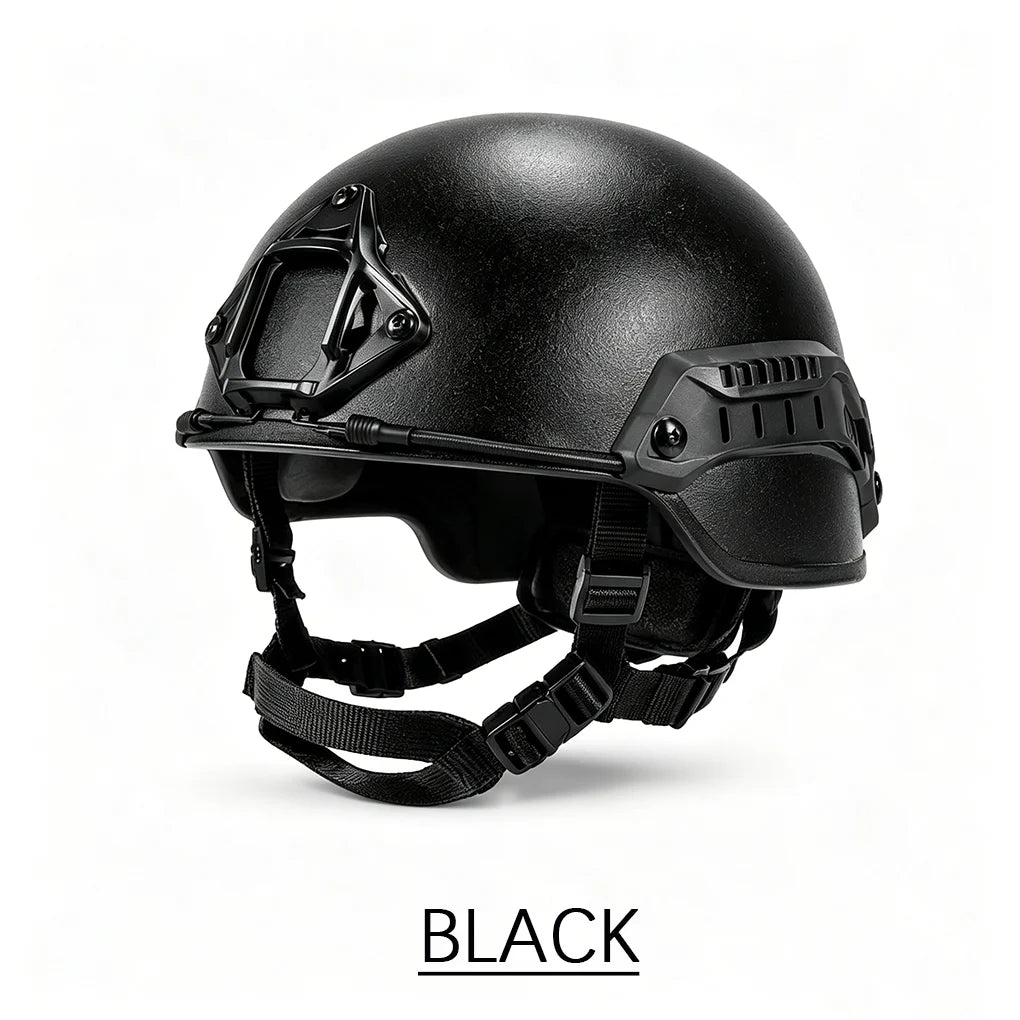 ABS MICH Style Outdoor Sports Helmet Lightweight Headgear with Adjustable Suspension Liner Side Rail for Training
