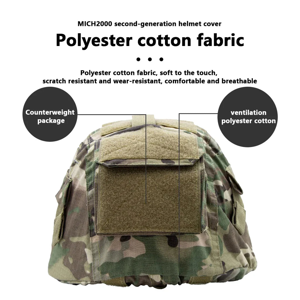 Helmet Camouflage Cover For MICH 2000 Helmets CS Games Outdoor Gear Accessories AbrasionResistant WaterSplashing Velcro System