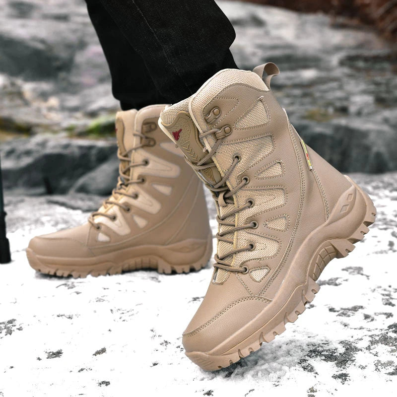 Winter High-top Men's Boots Outdoor Leather Hiking Boots Wear-resistant Men Desert Boots Autumn Men Ankle Boots Men Work Shoes