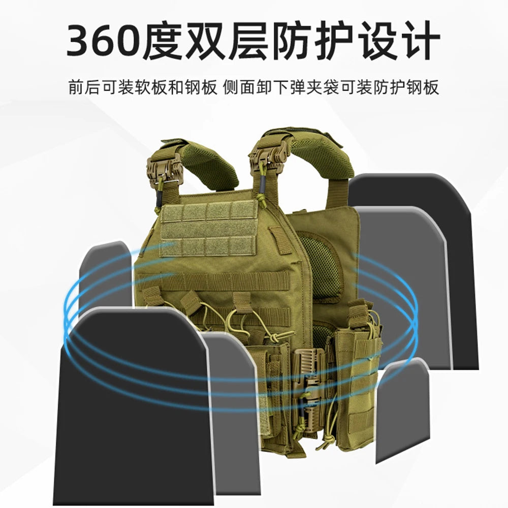 Tactical Airsoft Vest Outdoor Adjustable Breathable Quick Release Vest Adjustable Modular Paintball Vest for CS Hunting Shooting