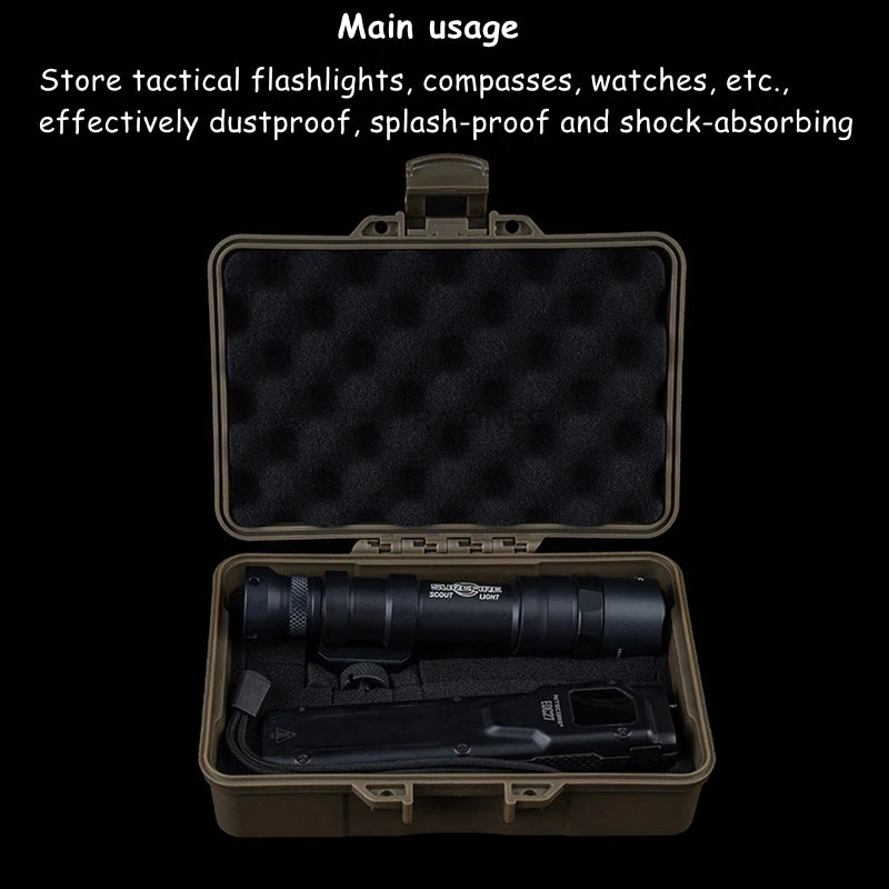 Molle Tactical Flahslight Battery Storage Case Shooting Hunting Tools Equipment Box Double Sponge Shockproof Lockable Pouch