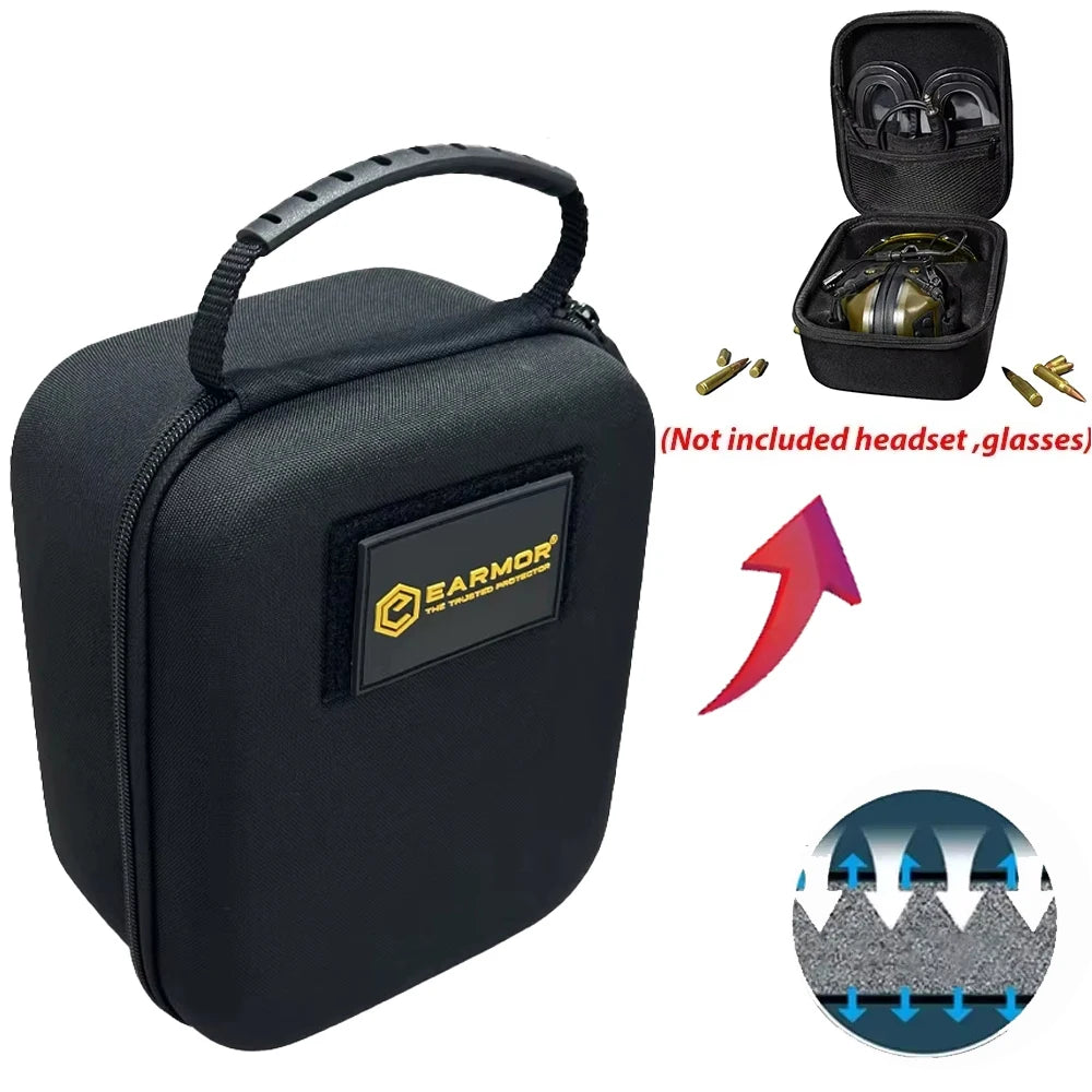 EARMOR Storage Case for Shooting Ear Protection For Earmuff Glasses & Accessories Durable Dustproof Hard  Carrying Storage Bag