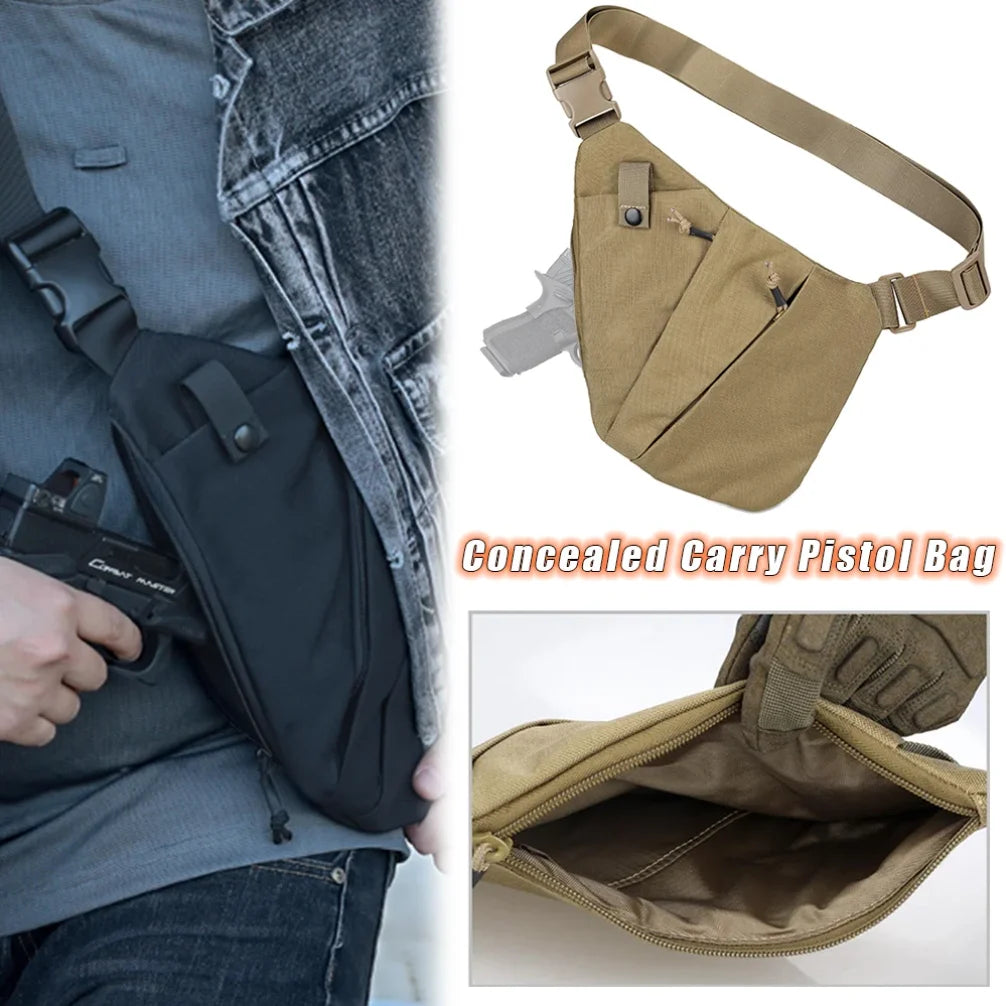 Tactical Concealed Carry Gun Bag - Right-Hand Draw Pistol Holster with Anti-Theft Design Lightweight Crossbody Chest Bag