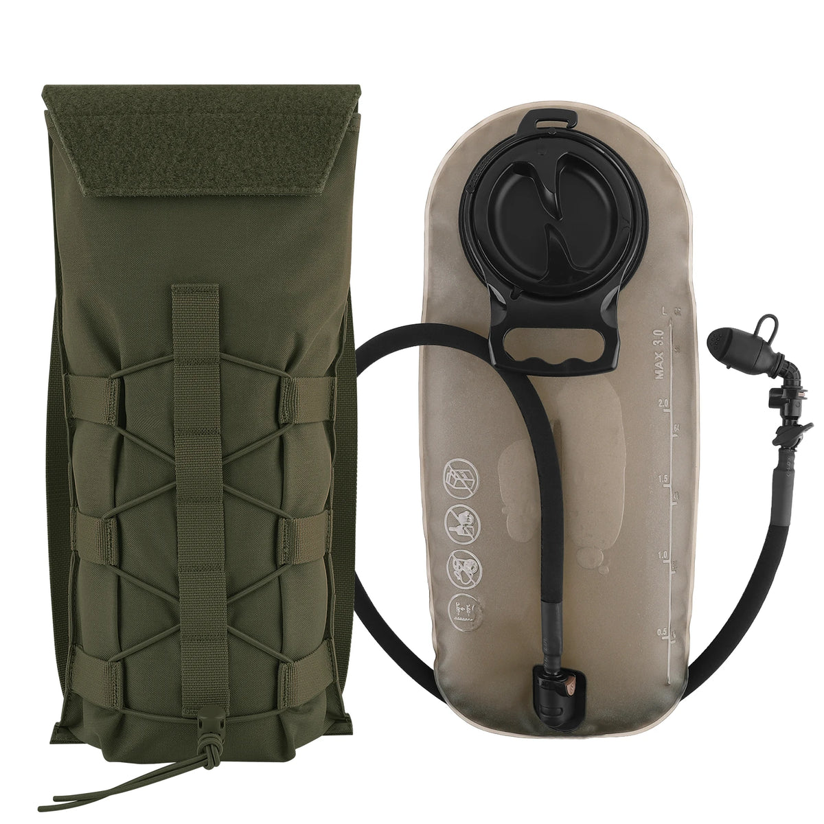 KRYDEX Tactical 500D 3L Hydration Pouch MOLLE Carrier Pack Bag Modular 100 oz Water Bladder Pouch Hunting Outdoor Accessories