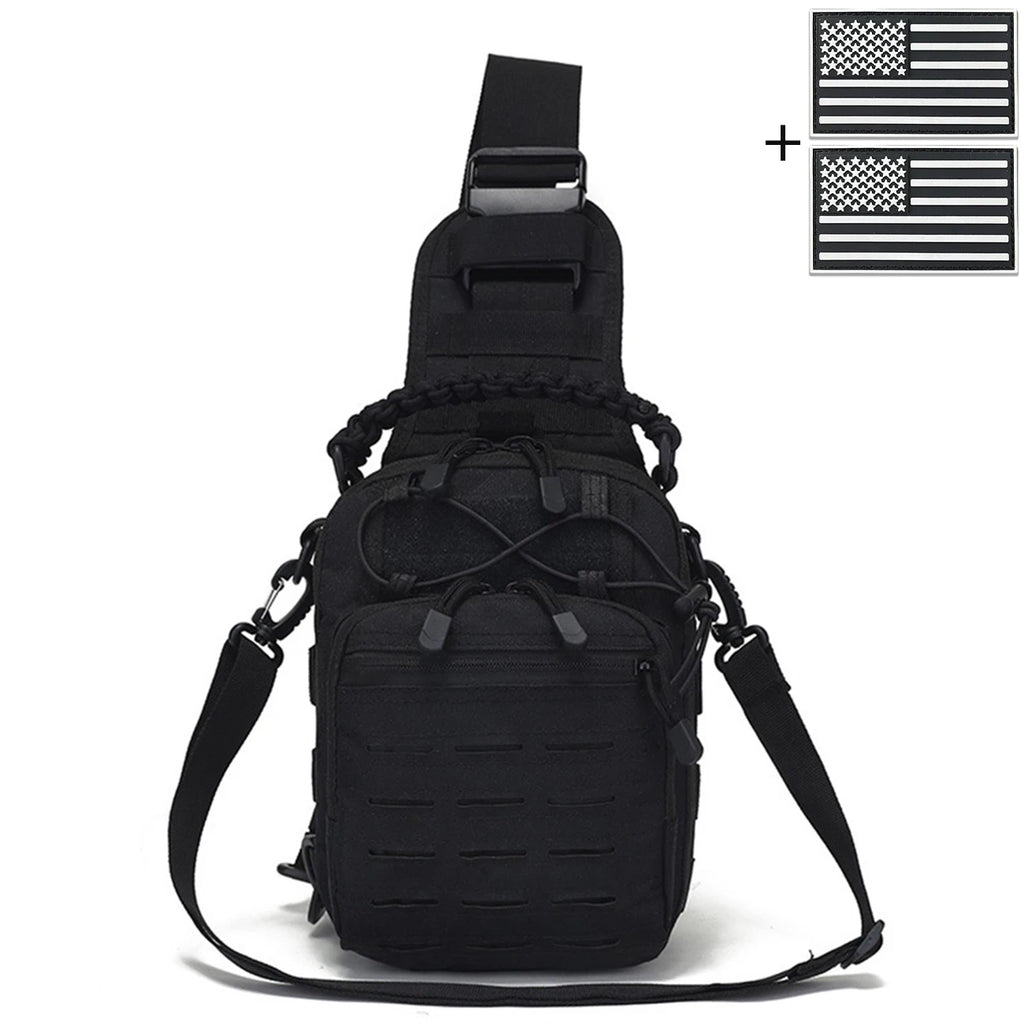 Laser MOLLE EDC outdoor hunting bag can be carried on one shoulder or diagonally, with a woven handle and a shoulder strap