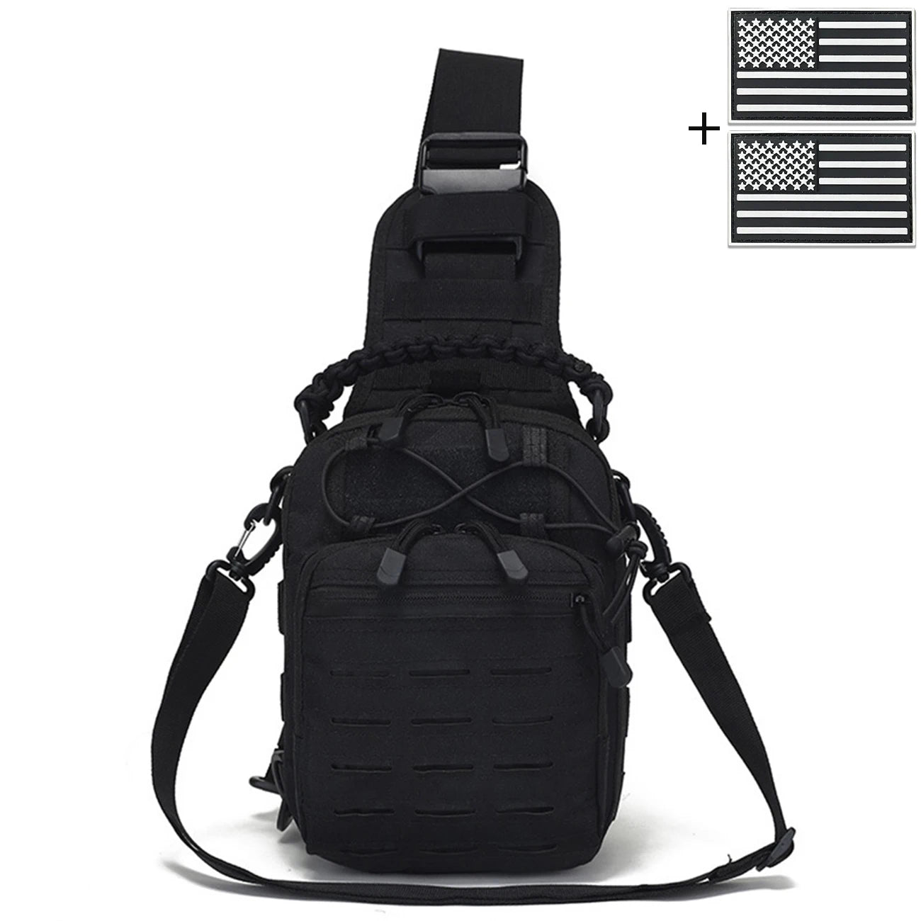 Laser MOLLE EDC outdoor hunting bag can be carried on one shoulder or diagonally, with a woven handle and a shoulder strap