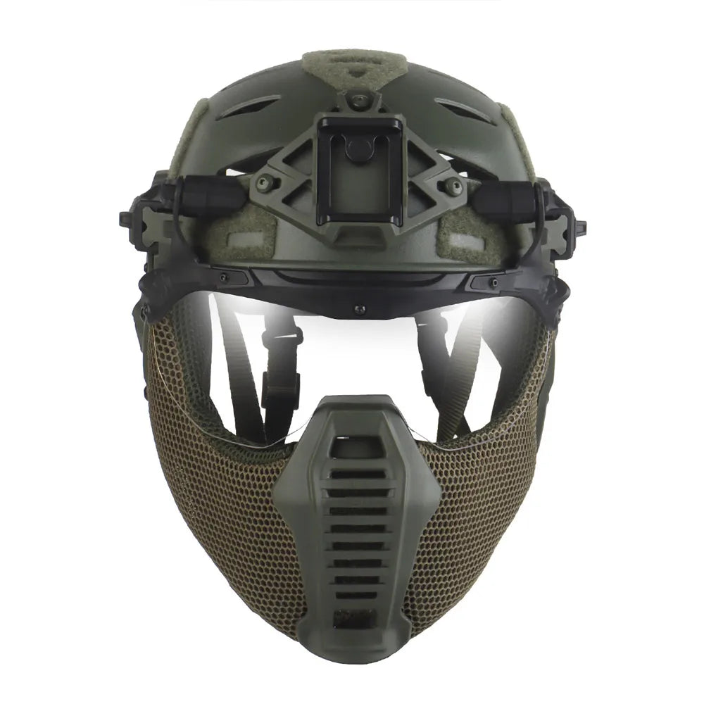Tactical Full Protective Helmet Hunting Airsoft Paintball 3.0 Wendy Helmet with Flip Goggles Ear Cover Mask Training Gear
