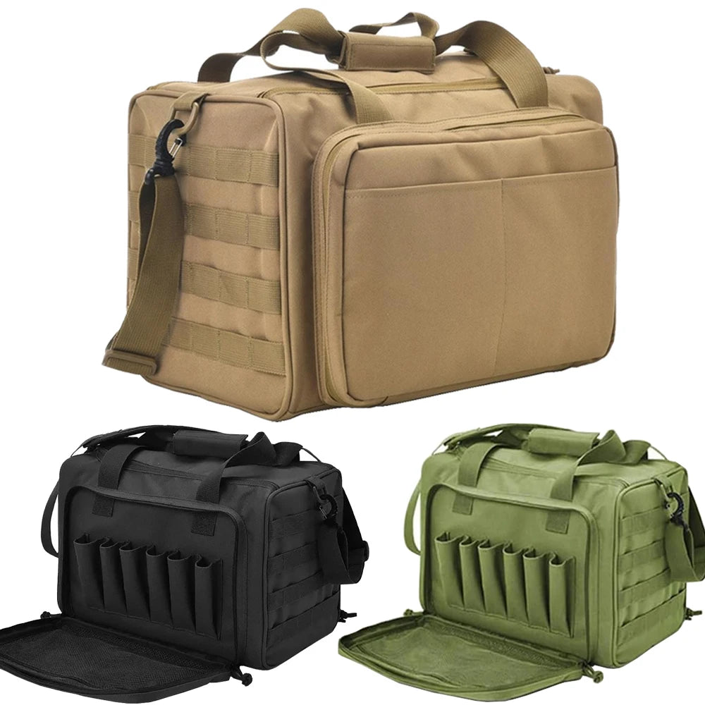 Gun Range Storage Bag Tactical Camping Molle Pouch Outdoor Sport Hunting Accessory Nylon Gun Case Bag Pistol Tool Shoulder Pack