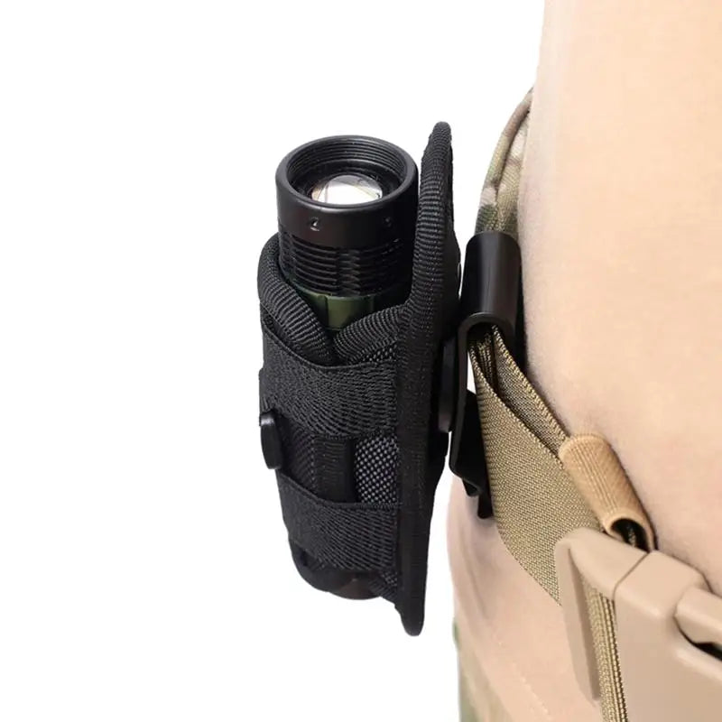 Belt Flashlight Pouch 360 Degrees Rotatable Outdoor Torch Case MOLLE Compatible Holder for Tactical and Survival Gear