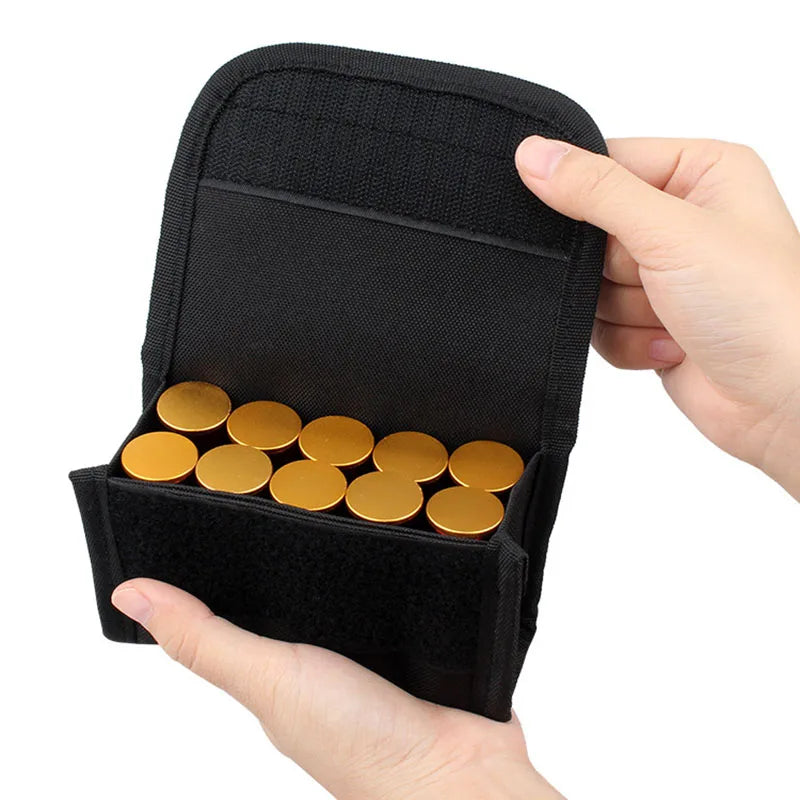 10-Round Tactical Shot Bag - MOLLE Waist Pouch with 10 Grids, Vest Nylon 12GA Shotgun Ammo Holder for Outdoor Shooting & Hunting