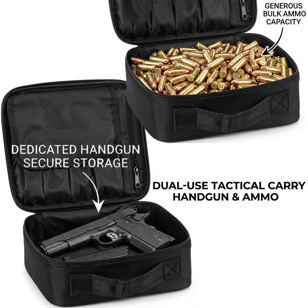 Tactical Pistol Case Gun Bag Ammo Storage Box Gun Transport Case Universal Handgun Carry Pouch EDC Holder for Hunting Shooting