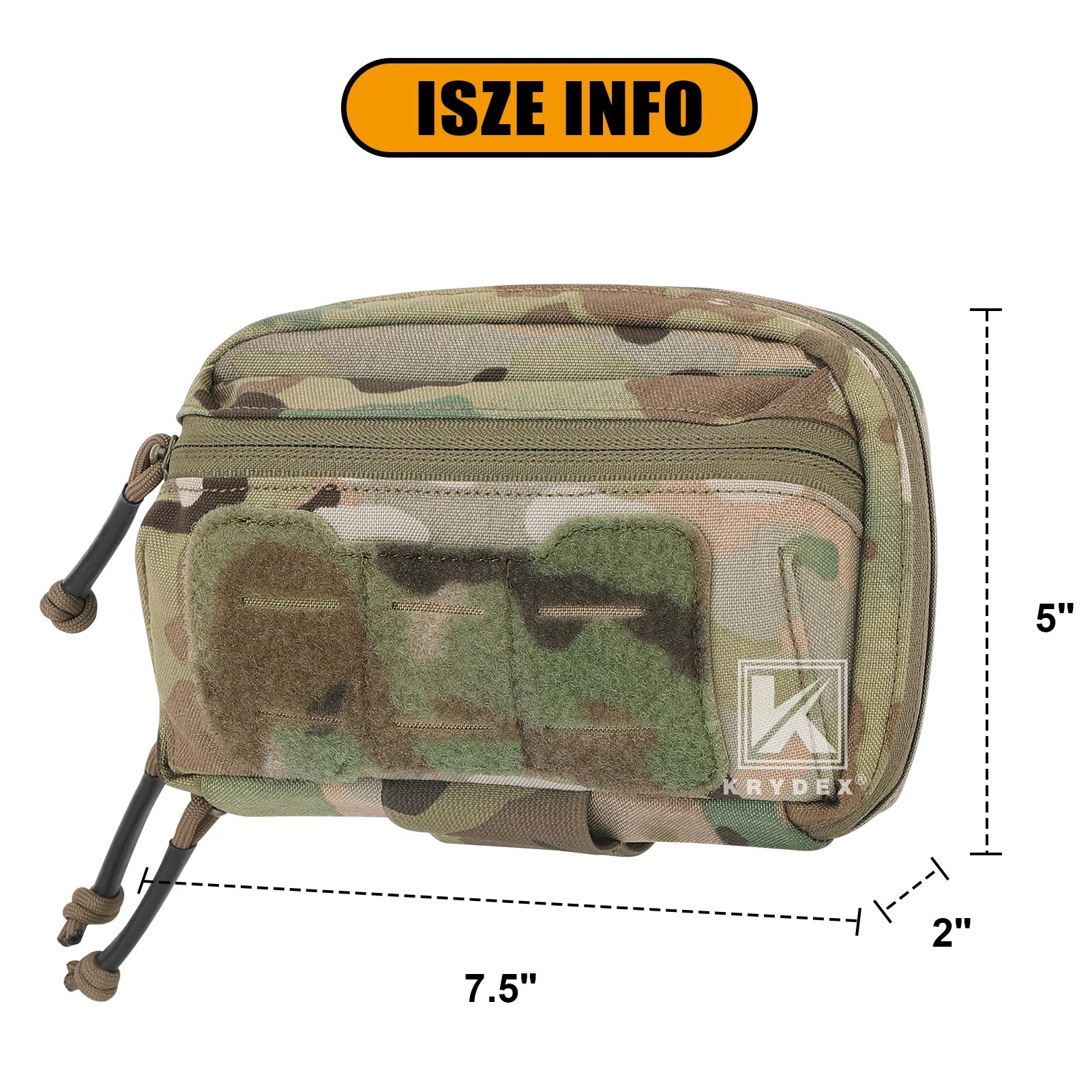 KRYDEX Tactical Admin Pouch MOLLE Utility Pouch Front Pocket with Chemlight Holder for Vest and Chest Rig Hunting Outdoor Bag