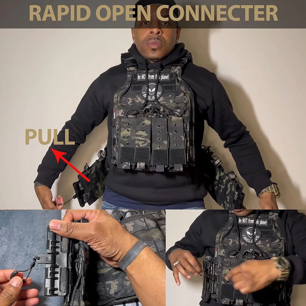 600D Nylon Quick Release Tactical Vest with Multi-Magazine Pouches, Outdoor Hunting Airsoft Plate Carrier