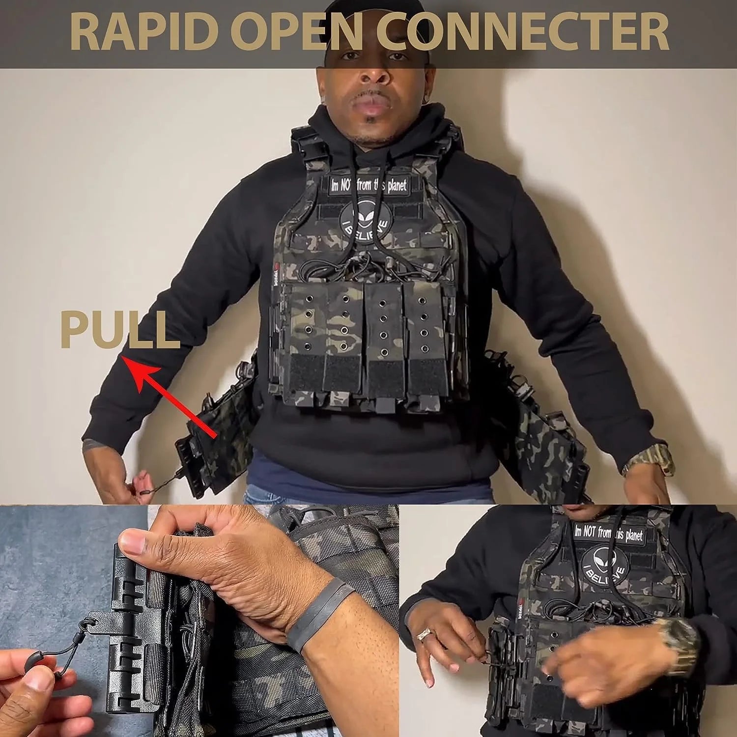 600D Nylon Quick Release Tactical Vest with Multi-Magazine Pouches, Outdoor Hunting Airsoft Plate Carrier