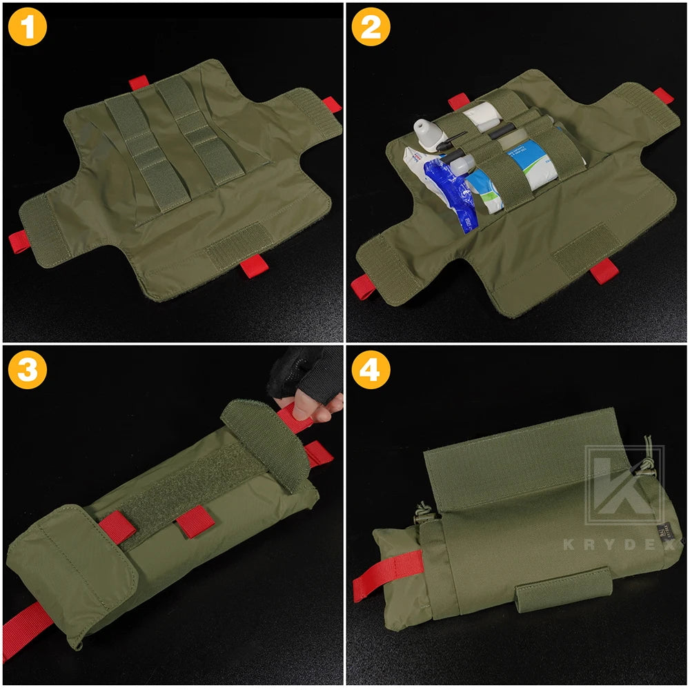 KRYDEX Tactical Trauma Pouch Roll Up IFAK First Aid Kit EDC Medical Rapid Belt Bag Airsoft Hunting Vest Plate Carrier Gear