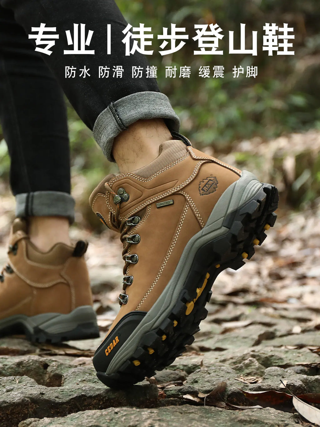 RAN Cow Leather Hiking Boots Men For men Outdoor Sport Walking Sneakers trekking Snow Shoes women Climbing Mountain Hunting boot