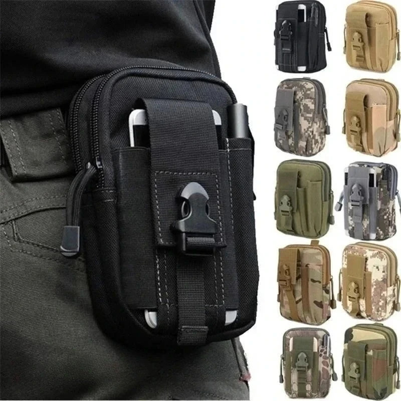 Nylon Molle Pouch Belt Waist Pack Bag Outdoor Phone Pocket Waist Fanny Pack EDC Tool Bag for Outdoor Sports Running Hiking