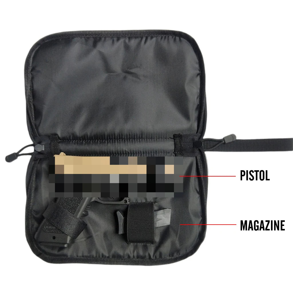 Tactical Pistol Case Universal Portable Gun Storage Bag with Wrist Strap Durable Holster with Magazine Holde for Glock Beretta