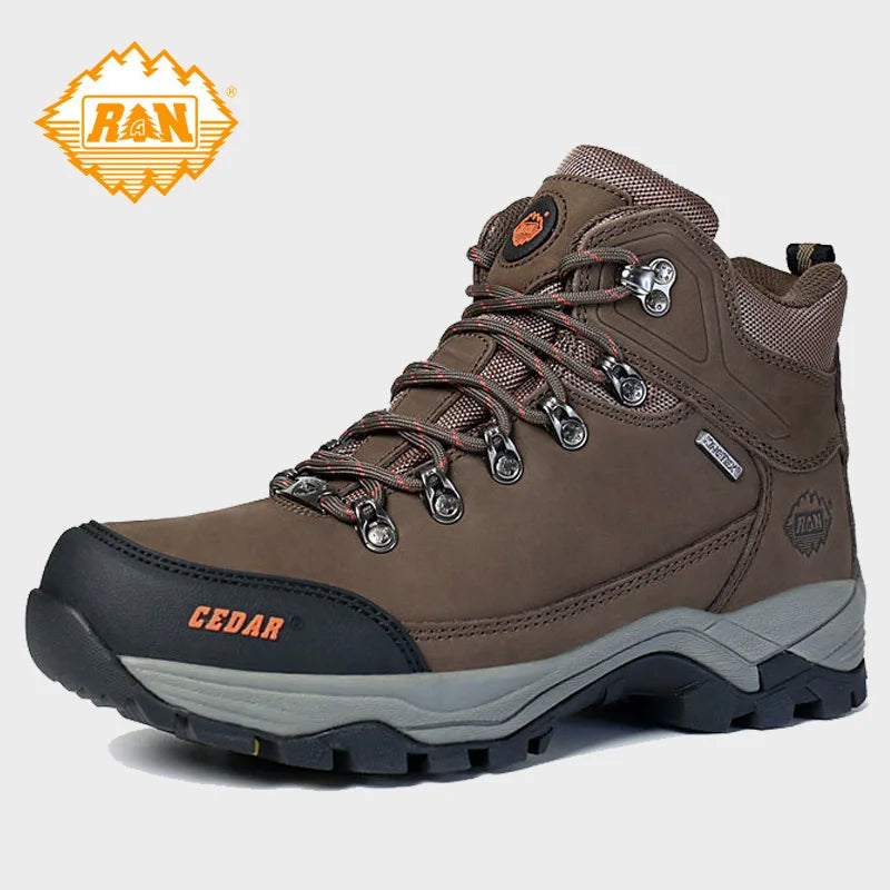 RAN Cow Leather Hiking Boots Men For men Outdoor Sport Walking Sneakers trekking Snow Shoes women Climbing Mountain Hunting boot