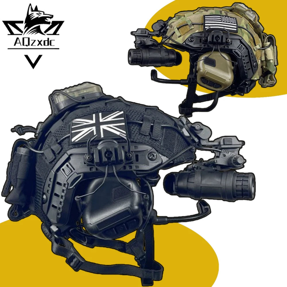 Ghost Airsoft Tactical Helmet Set with NVG Model Headset Weight Pouch Signal Light Outdoor CS Shooting Cos Game Equipment
