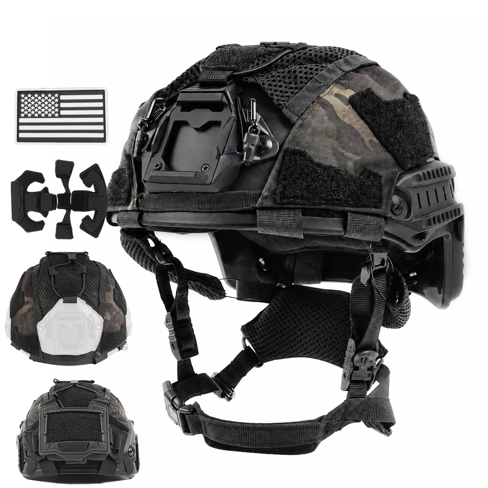 Tactical Helmet with Cover Counterweight Pouch Adjustable Fast Helmet for Airsoft Paintball Hunting CS Military Gear
