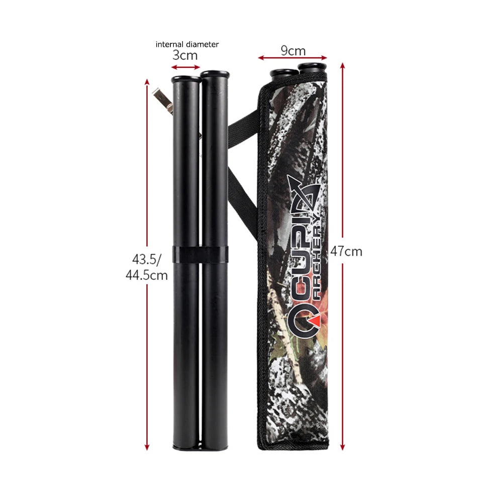 Oxford Cloth Double Tube Arrow Quiver Arrow Bag Waist Hanging Archery Arrow Holder Storage Carrying Pouch Outdoor Accessories