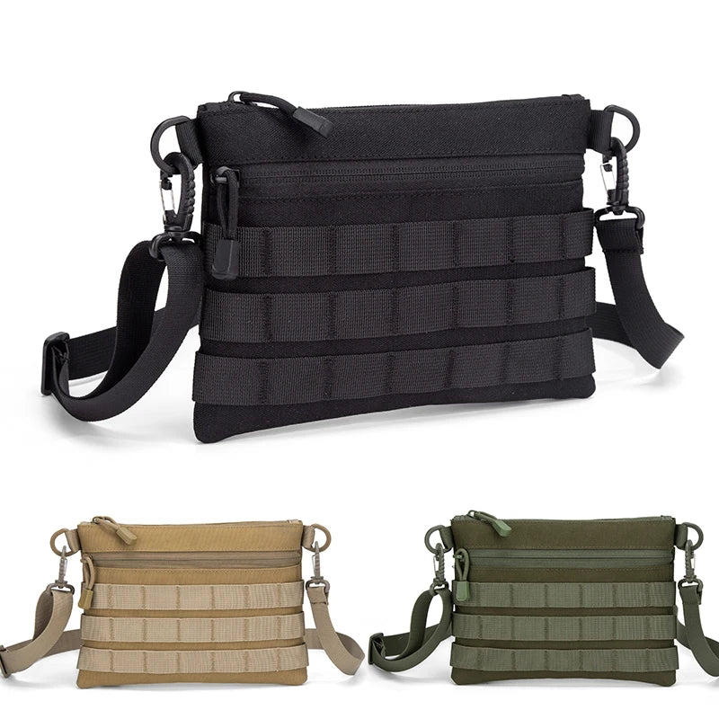 Tactical MOLLE Crossbody Bag Portable 600D Nylon Water Resistant EDC Shoulder Bag for Daily Commute Outdoor Hiking