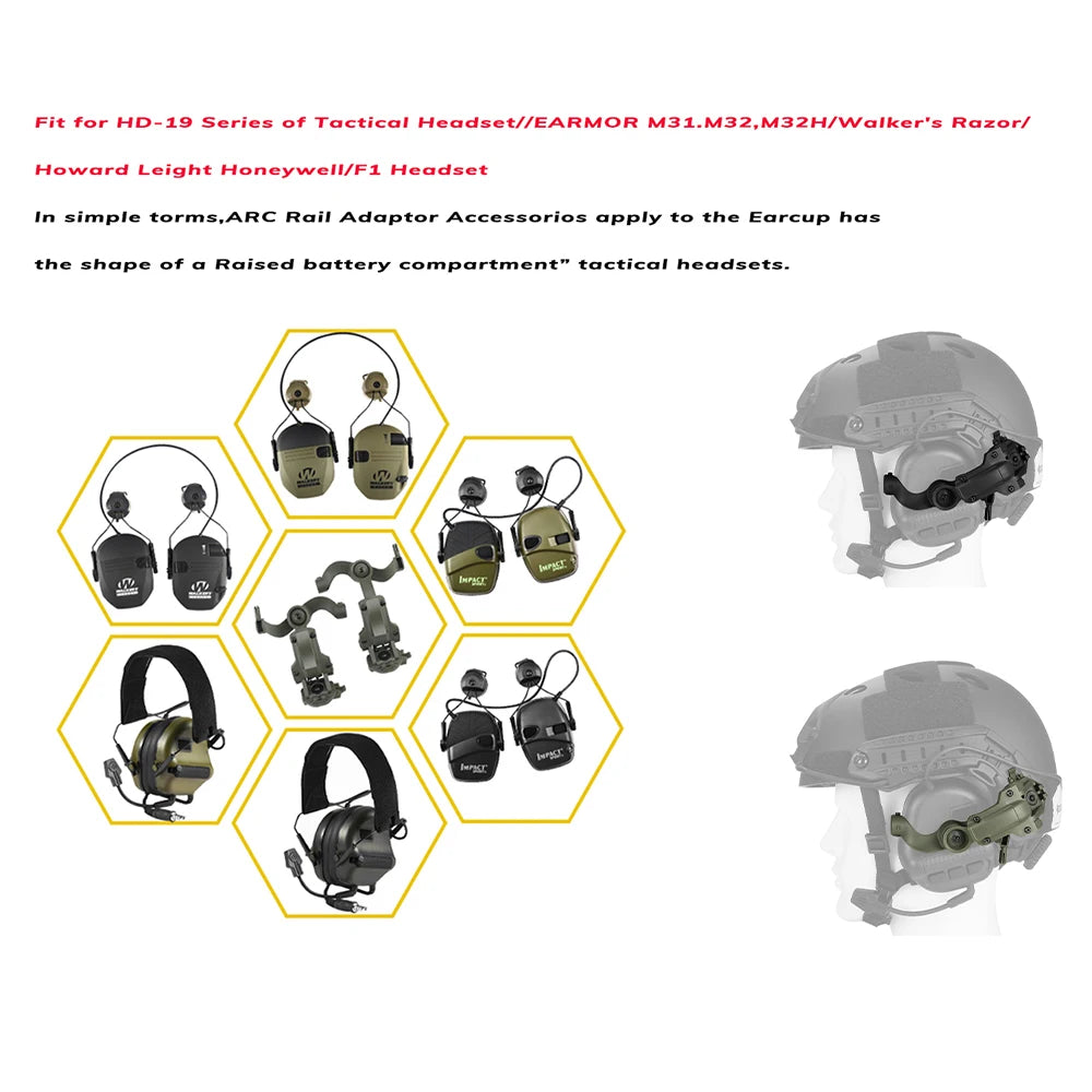 OPS CORE ARC/Wendy  Rail Mount Adapter Tactical Headset Accessories Hunting Airsoft Shooting Headphone Bracket