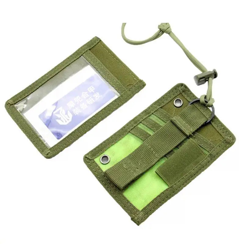 Tactical ID Card Holder Hook Loop Patch Tour Guide Badge Holders Outdoor Travel Pouch Pen Purse and Nylon Lanyard
