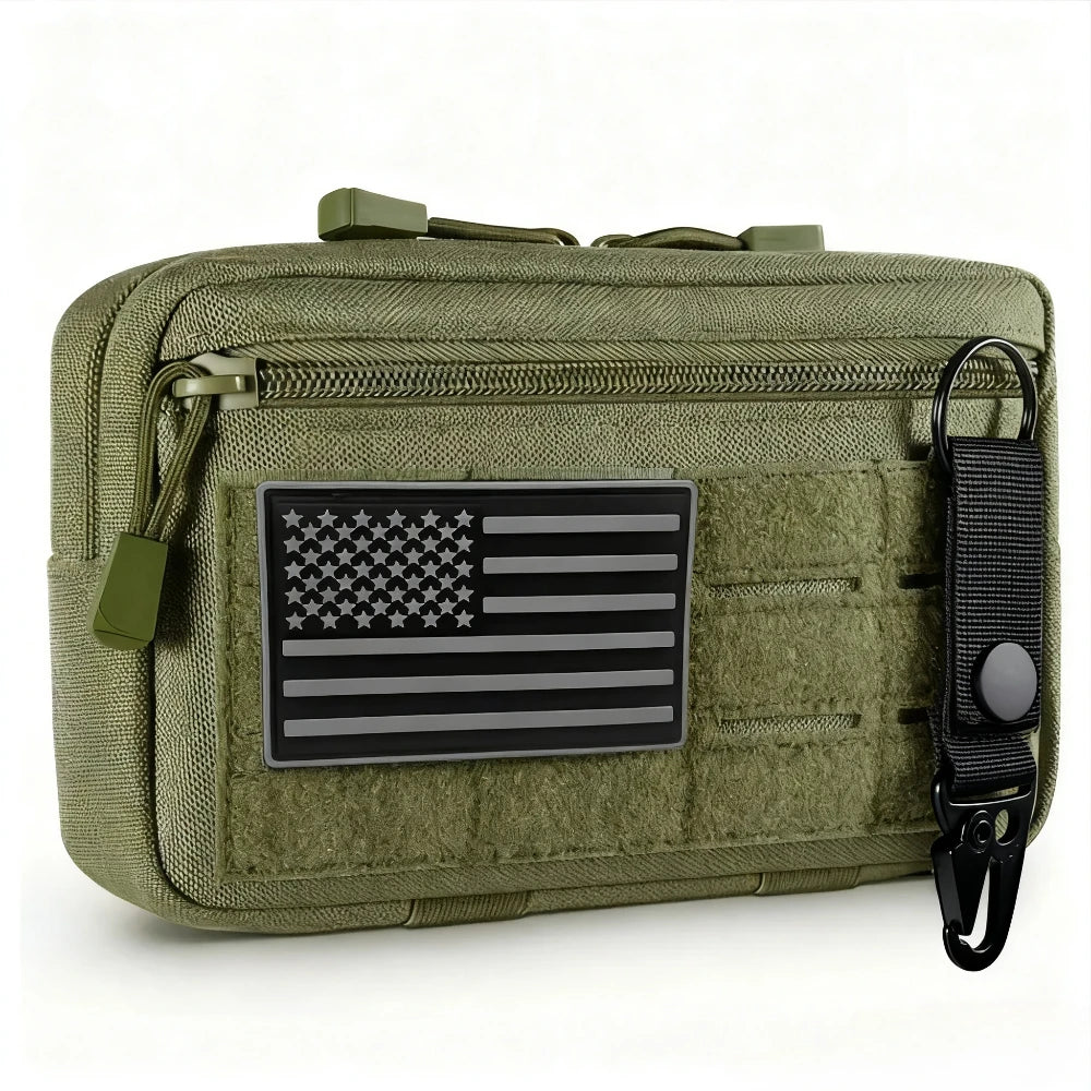 Outdoor Hiking Bag Multifunctional Molle Tactical Waist Bag, Sports Waist Pack, Nylon Portable Waist Bag with Emblem and Fixed Buckle for Hunting, Camping, Cycling