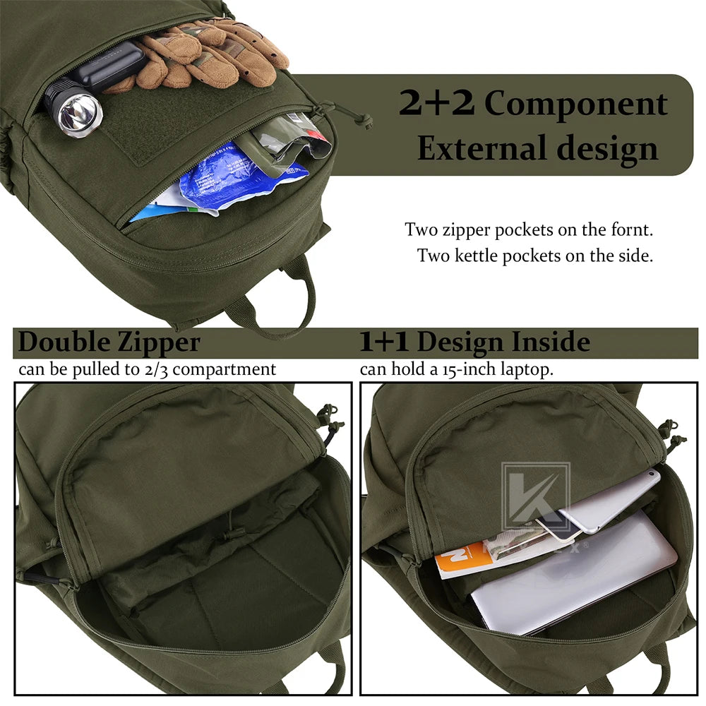 KRYDEX Tactical 14L Daypack Outdoor EDC Backpack Travel Range Pack Hiking Sport Hunting Lightweight Waterproof Backpack Bag