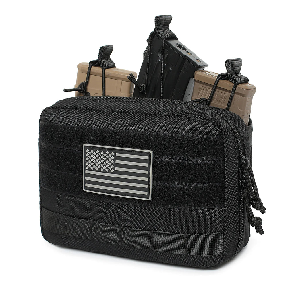 Tactical Mag Admin Pouch Molle Utility Tool Pouch Medical EMT Organizer with Triple Stacker Magazine Holder for M4 M16 Patch