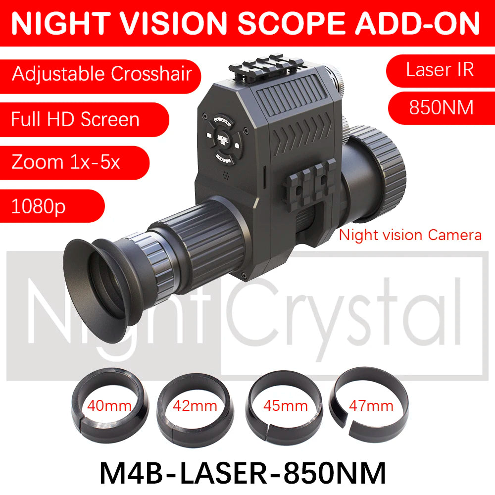 Megaorei 4B NK007 Plus 1080P Tactical Night Vision Scope Attachment Hunting IR Camera with HD OLED Screen & Ajustable Crosshairs