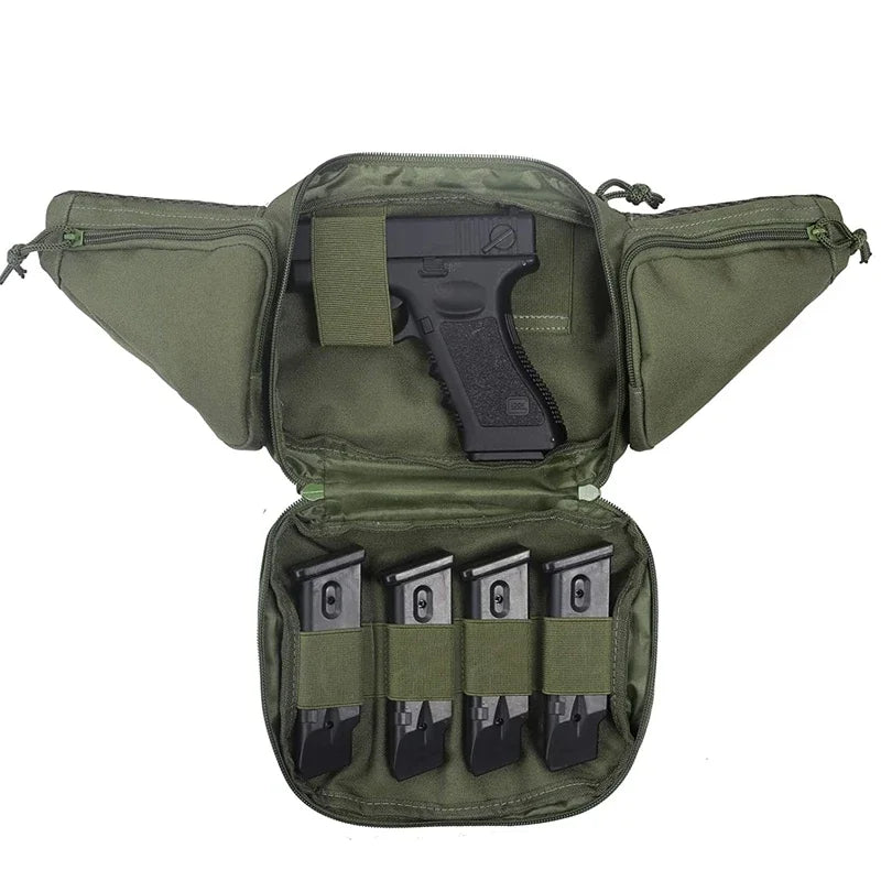 Tactical Pistol Bag Chest Waist Handgun Bag Holster Gun Fanny Pack with Magazine Pouch Holder for GL 17 19 Beretta M9 SIG