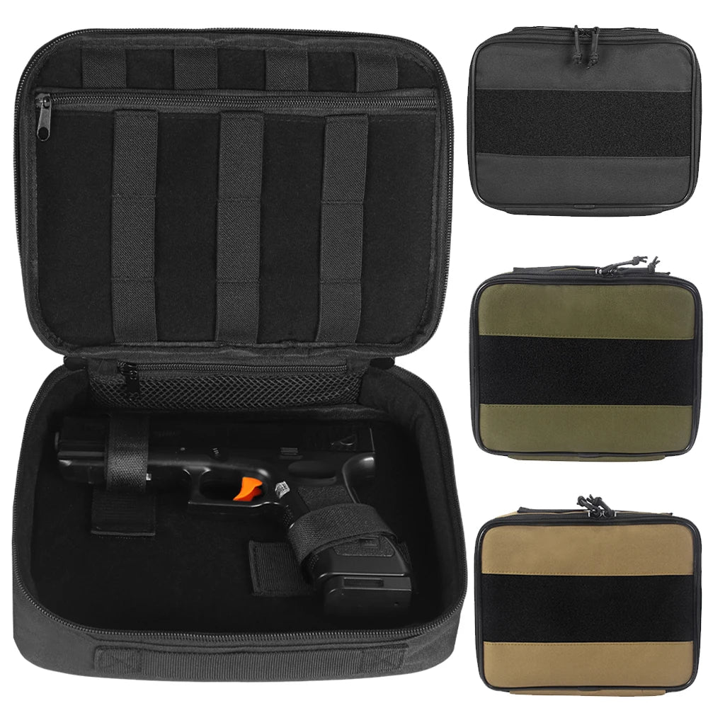 Tactical Pistol Range Bag with Holster Gun Transport Case Concealed Carry Handgun Pouch Portable Universal Gun Carrier Bag