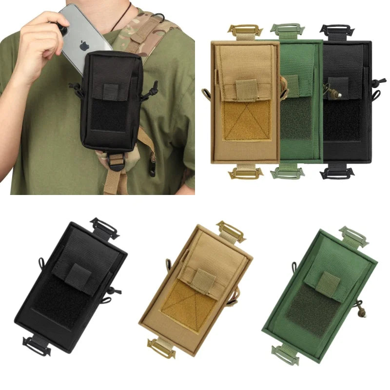 MOLLE-Compatible Shoulder Strap Bag | Multi-Function Outdoor Pouch | Phone Holder & Storage for Camping & Hiking Gear