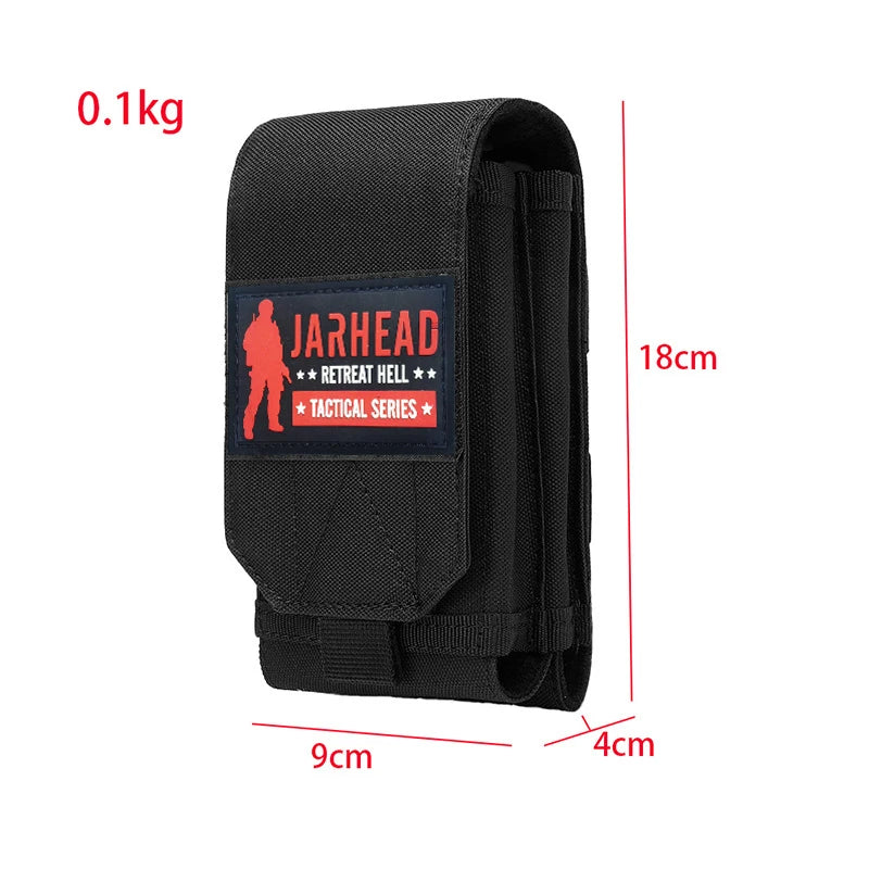 Outdoor Tactical Double MOLLE Cell Phone Pouch with Personalized Badge Belt EDC Pouch Holder Waist Accessories Mobile Phone Pack