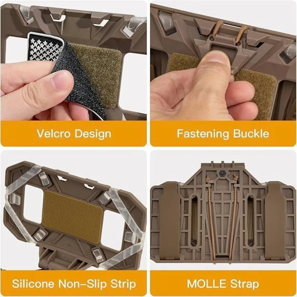Tactical Phone Holder MOLLE System Foldable Mobile Phone Back PlateTactical Vest Outdoor Hunting Camping Phone Mount Bracket