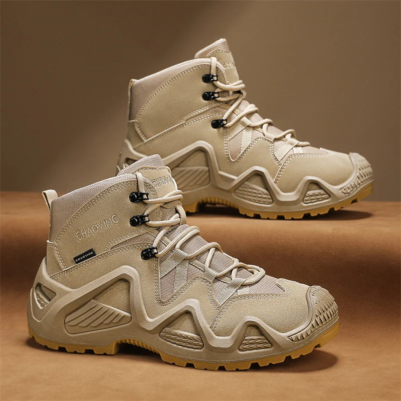 Mens Hiking Boots Outdoor Mountain Desert Walking Non Slip Stability Grip Autumn Winter Outdoor Sports High Top Boots for Man