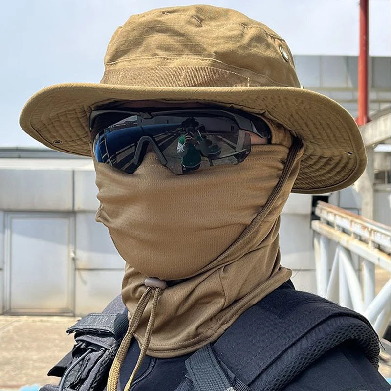 Men's Sun Protection Wide Brim Hat With Balaclava Mix Set Breathable Hunting Hat Outdoor Camping Hiking Fishing Cap