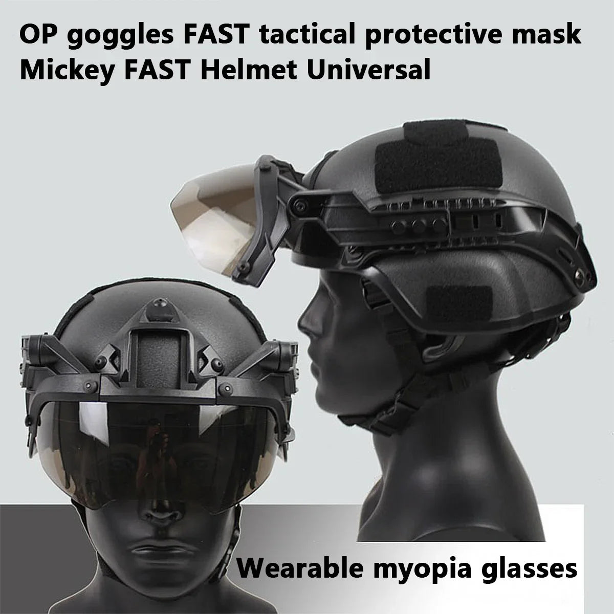 New Tactical FAST Helmet Half Face Mask With Flip Goggles Hunting CS Game Paintball Mask Helmet Accessories Gear