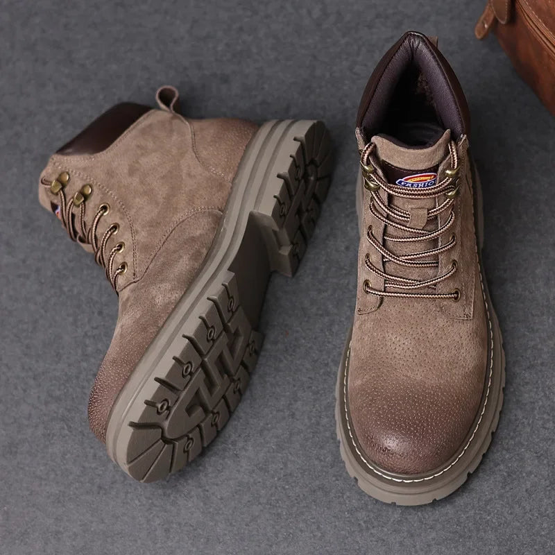 Genuine Leather Men Boots Outdoor Casual Shoes for Men Platform Boots Ankle Boots High Quality Men Shoes Male Moto Shoes